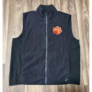 CLEMSON FOOTBALL MENS VEST FULL ZIP GRAY FLEECE POCKTES SIZE XL